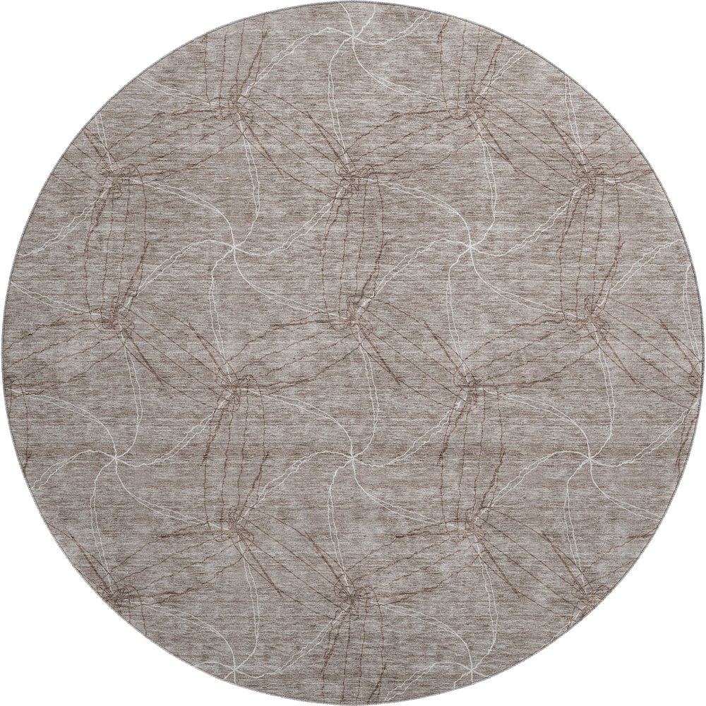 Premium Machine Washable Mayfield AMF968 Taupe 8' x 8' Round Rug. Picture 1