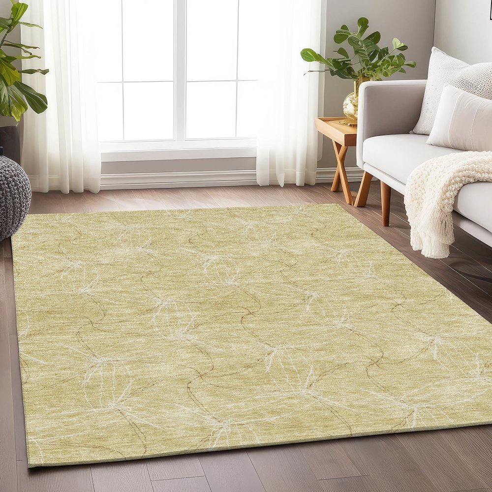 Premium Machine Washable Mayfield AMF968 Wheat 2'6" x 3'10" Rug. Picture 5
