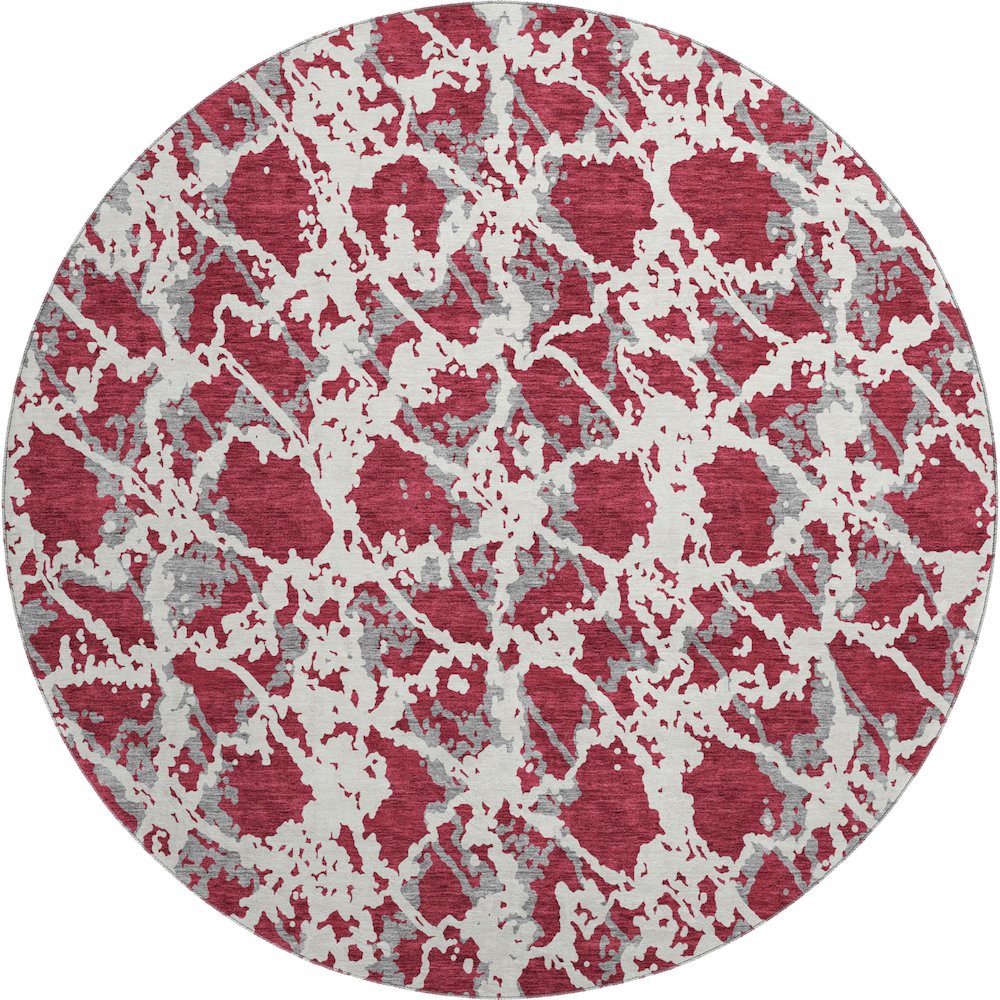 Premium Machine Washable Mayfield AMF969 Burgundy 8' x 8' Round Rug. Picture 1