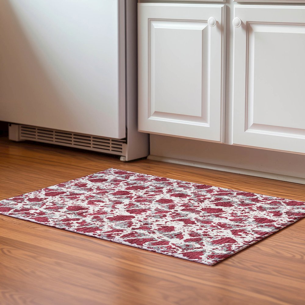 Premium Machine Washable Mayfield AMF969 Burgundy 1'8" x 2'6" Rug. Picture 5