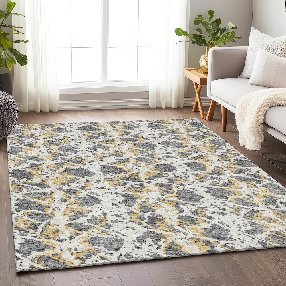 Premium Machine Washable Mayfield AMF969 Gray 2'6" x 3'10" Rug. Picture 5