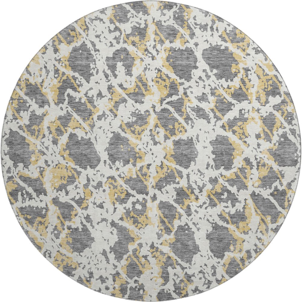 Premium Machine Washable Mayfield AMF969 Gray 8' x 8' Round Rug. Picture 1
