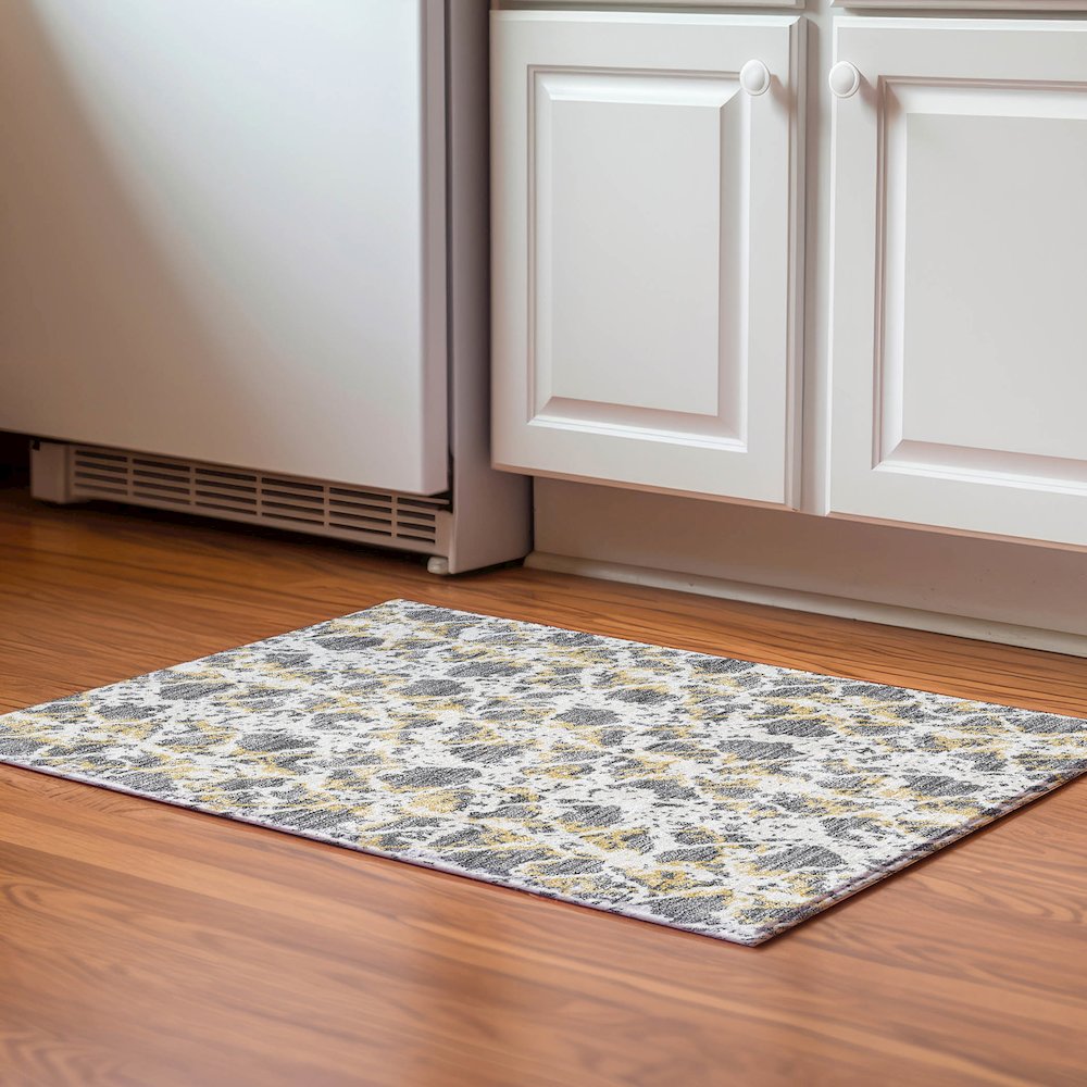 Premium Machine Washable Mayfield AMF969 Gray 1'8" x 2'6" Rug. Picture 5