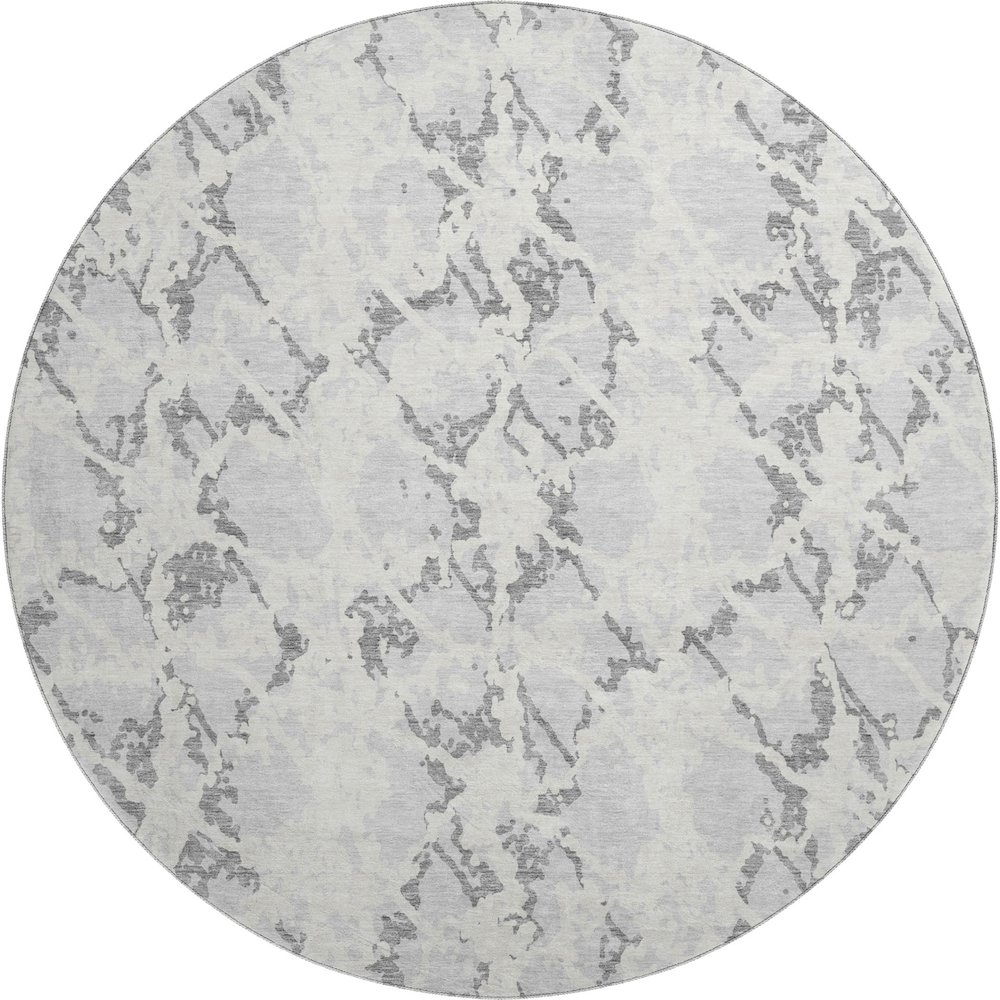 Premium Machine Washable Mayfield AMF969 Silver 8' x 8' Round Rug. Picture 1