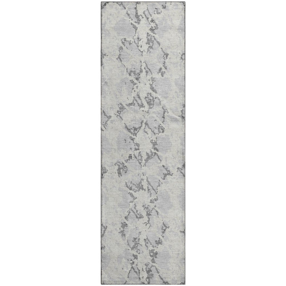 Premium Machine Washable Mayfield AMF969 Silver 2'3" x 7'6" Runner Rug. Picture 1