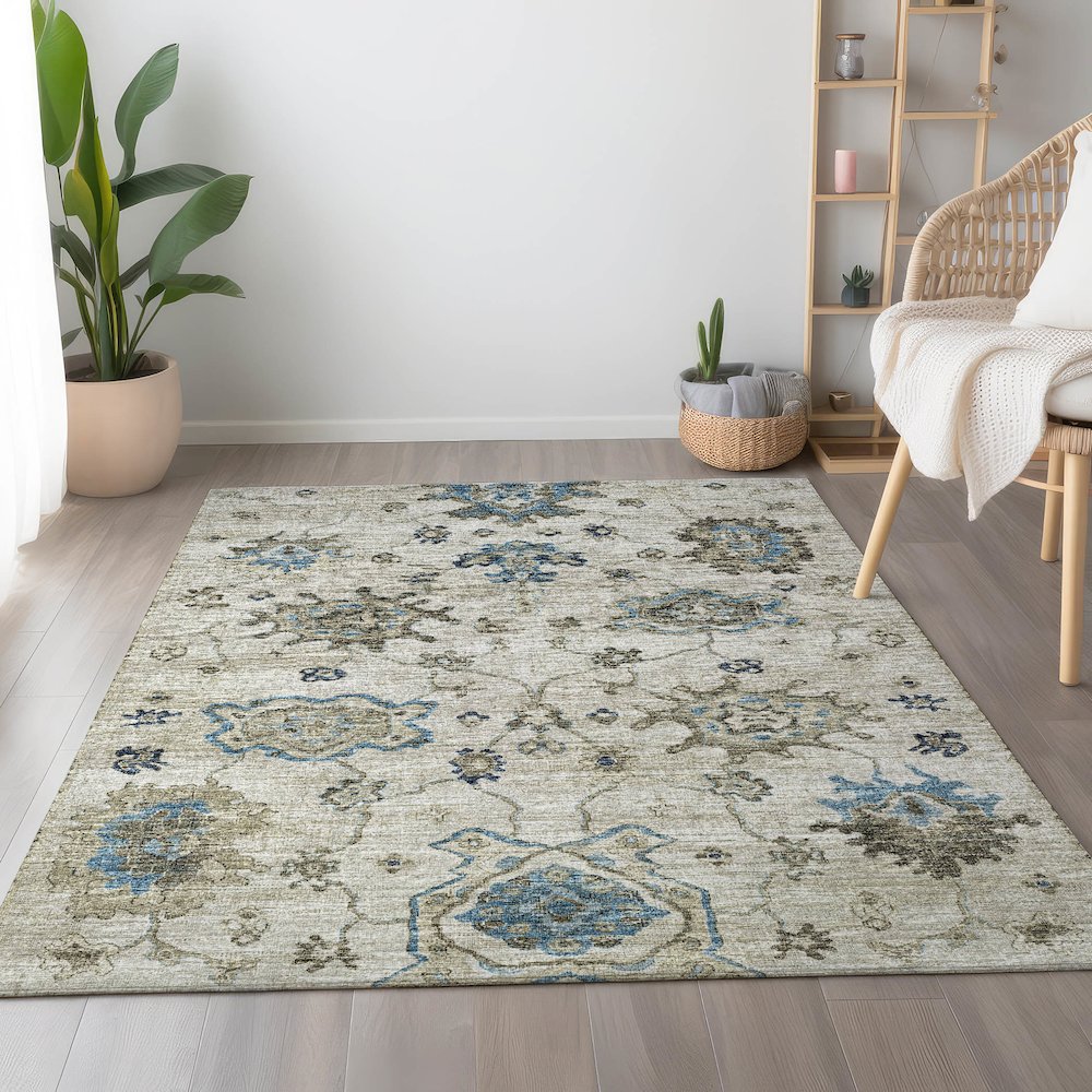 Premium Machine Washable Mayfield  Blue 2'6" x 3'10" Rug. Picture 5