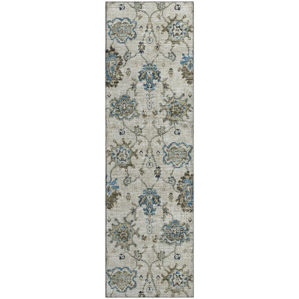 Premium Machine Washable Mayfield  Blue 2'3" x 7'6" Runner Rug. Picture 1