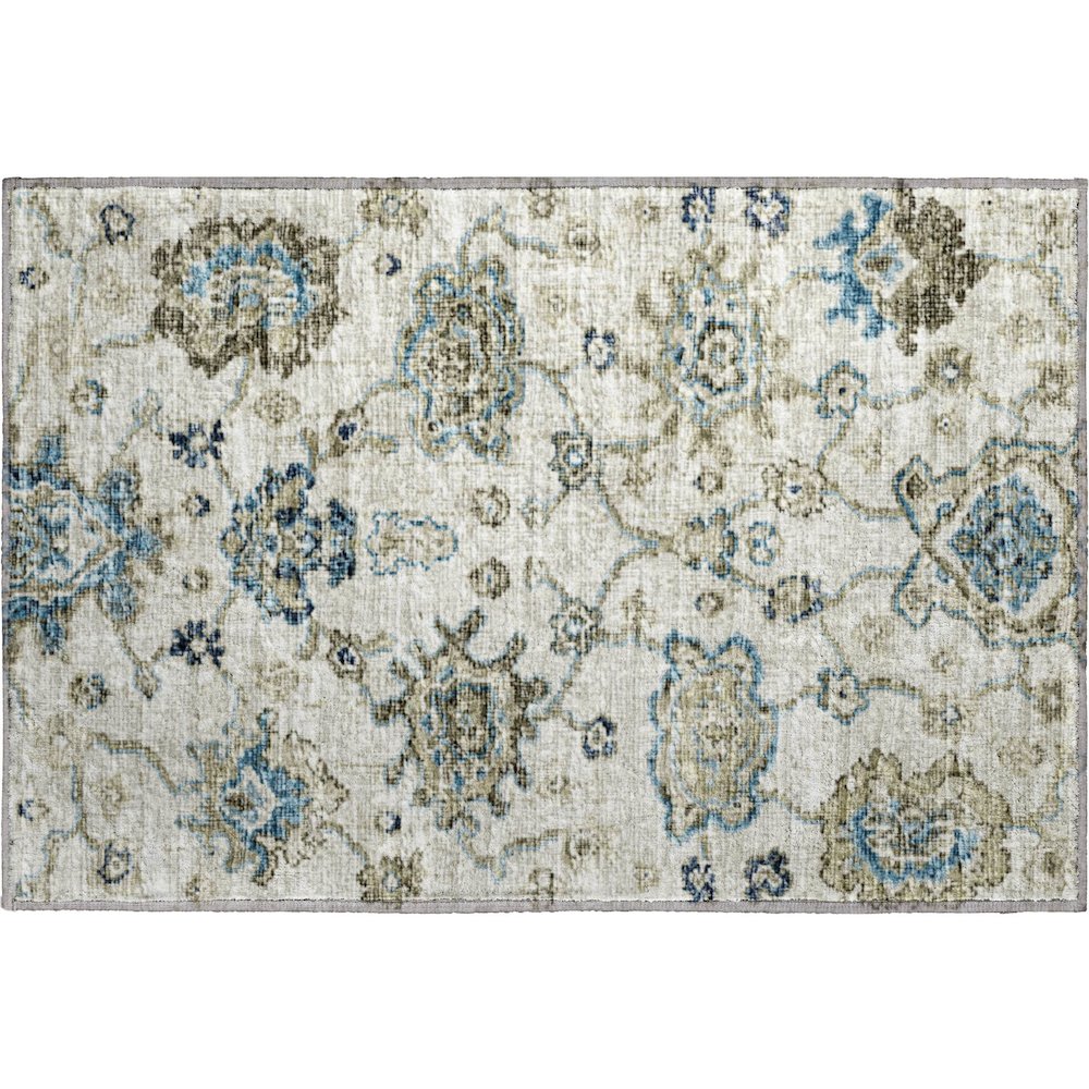 Premium Machine Washable Mayfield  Blue 1'8" x 2'6" Rug. Picture 1