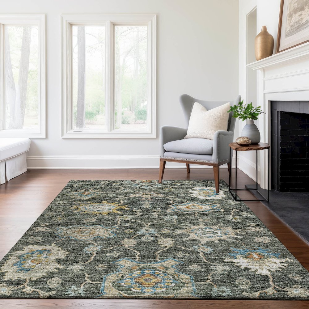 Premium Machine Washable Mayfield  Forest 2'6" x 3'10" Rug. Picture 6