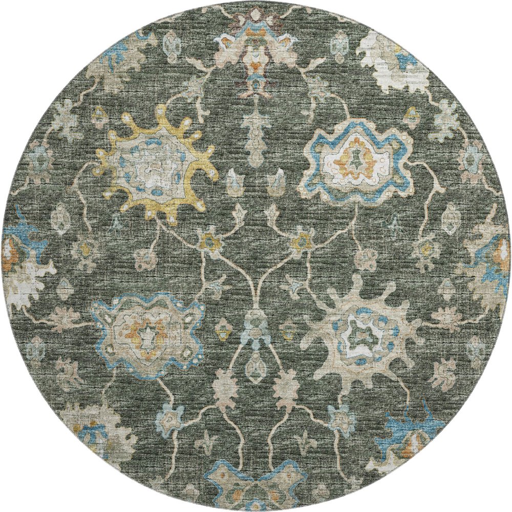 Premium Machine Washable Mayfield  Forest 8' x 8' Round Rug. Picture 1