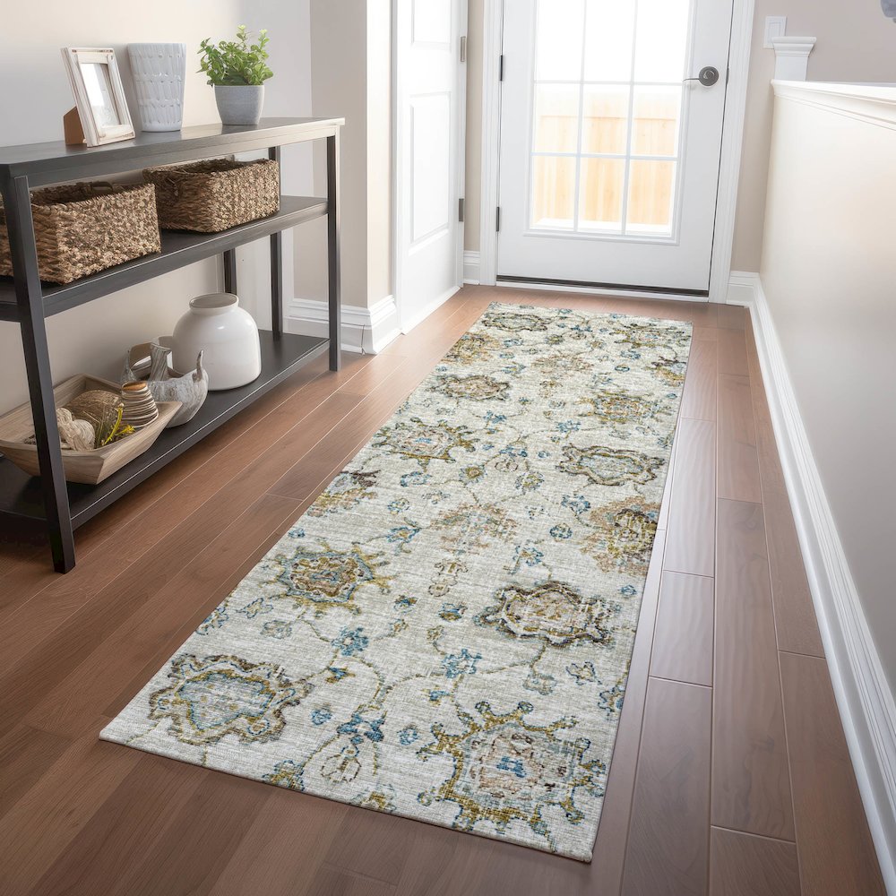 Premium Machine Washable Mayfield  Linen 2'3" x 7'6" Runner Rug. Picture 5