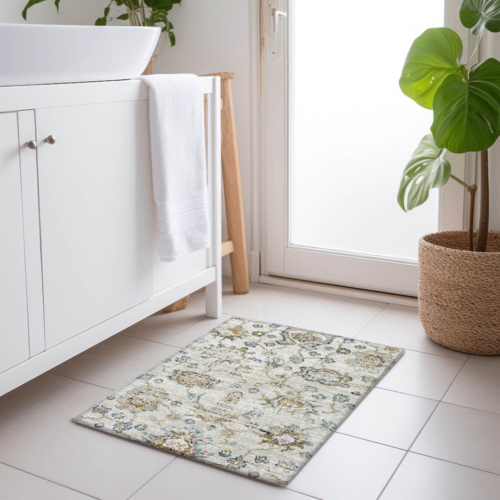 Premium Machine Washable Mayfield  Linen 1'8" x 2'6" Rug. Picture 5