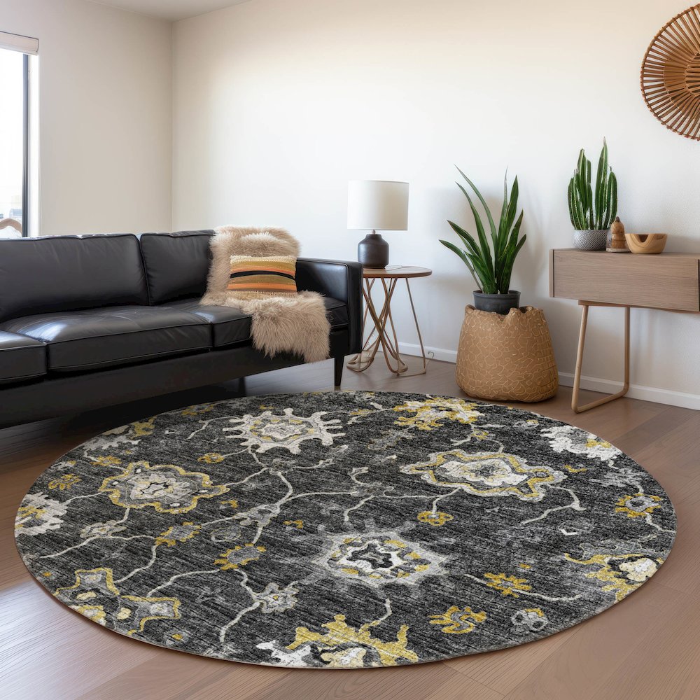Premium Machine Washable Mayfield  Shadow 8' x 8' Round Rug. Picture 5