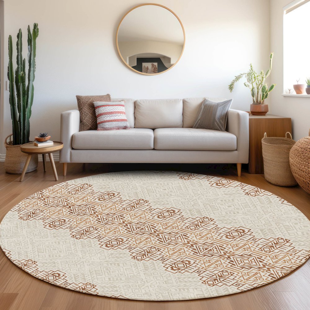 Premium Machine Washable Mayfield AMF970 Paprika 8' x 8' Round Rug. Picture 5