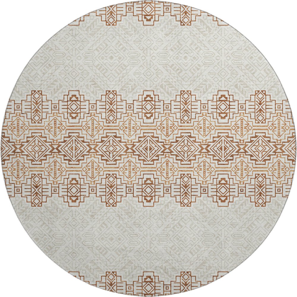 Premium Machine Washable Mayfield AMF970 Paprika 8' x 8' Round Rug. Picture 1