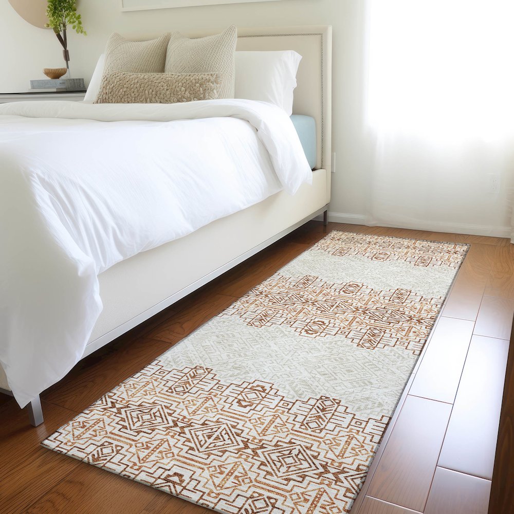 Premium Machine Washable Mayfield AMF970 Paprika 2'3" x 7'6" Runner Rug. Picture 5
