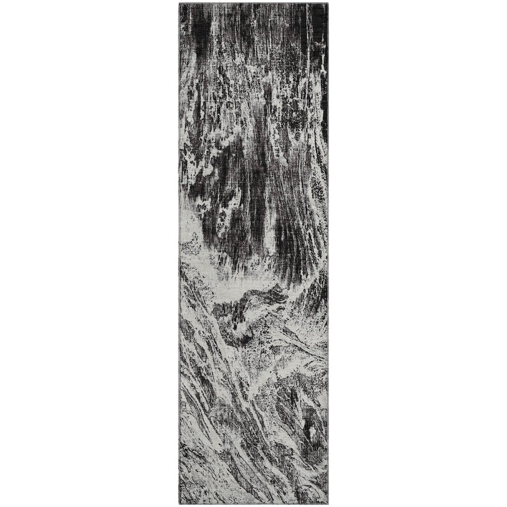 Premium Machine Washable Mayfield AMF971 Black 2'3" x 7'6" Runner Rug. Picture 1