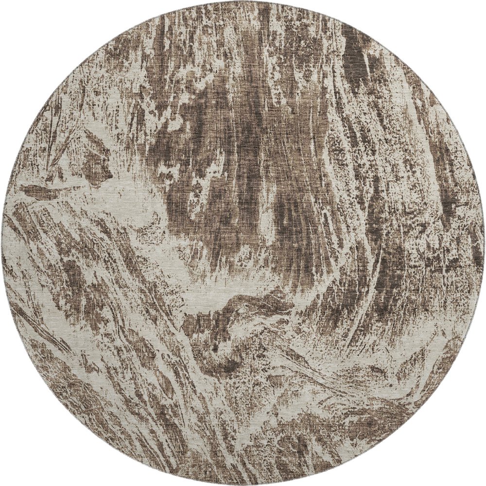 Premium Machine Washable Mayfield AMF971 Brown 8' x 8' Round Rug. Picture 1