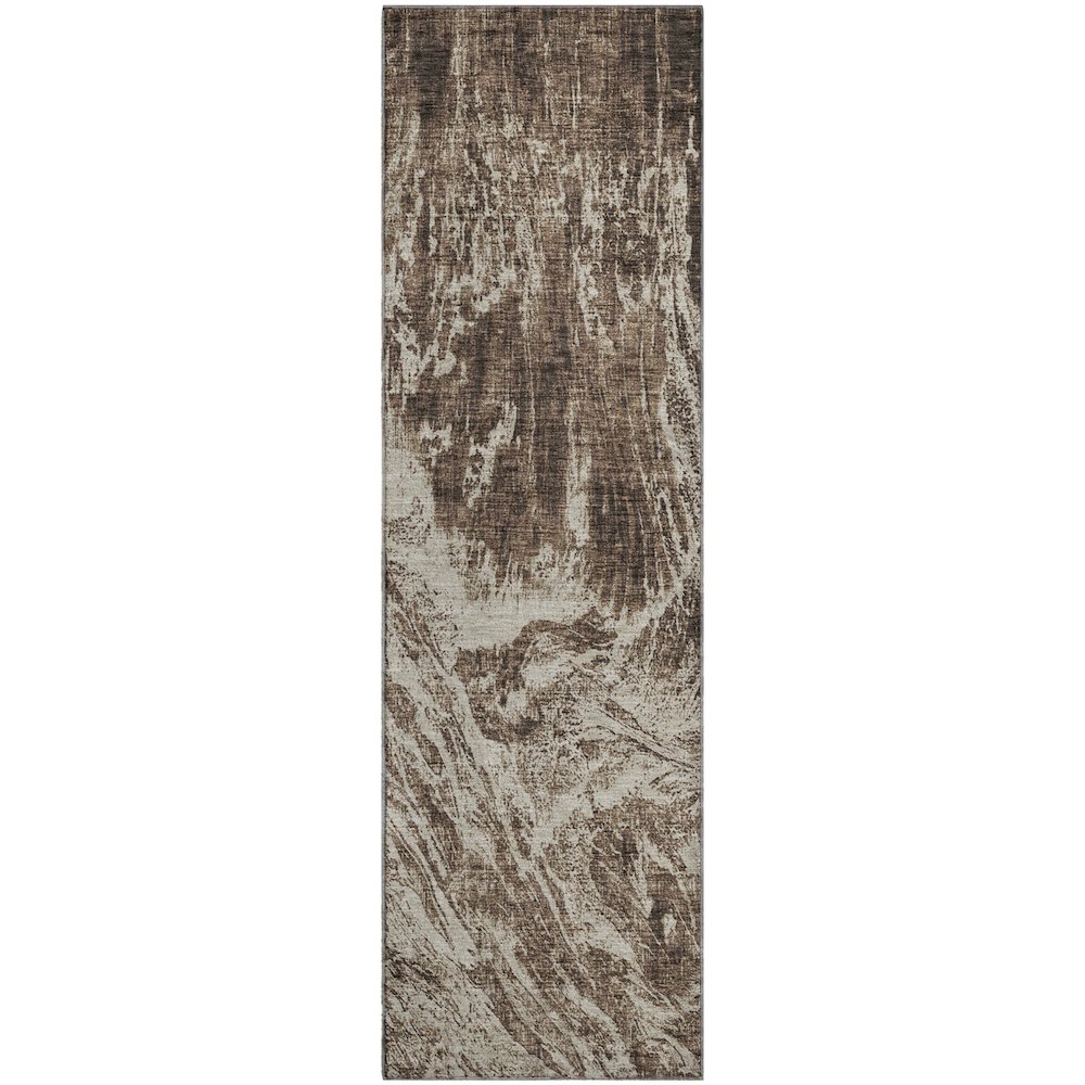 Premium Machine Washable Mayfield AMF971 Brown 2'3" x 7'6" Runner Rug. Picture 1