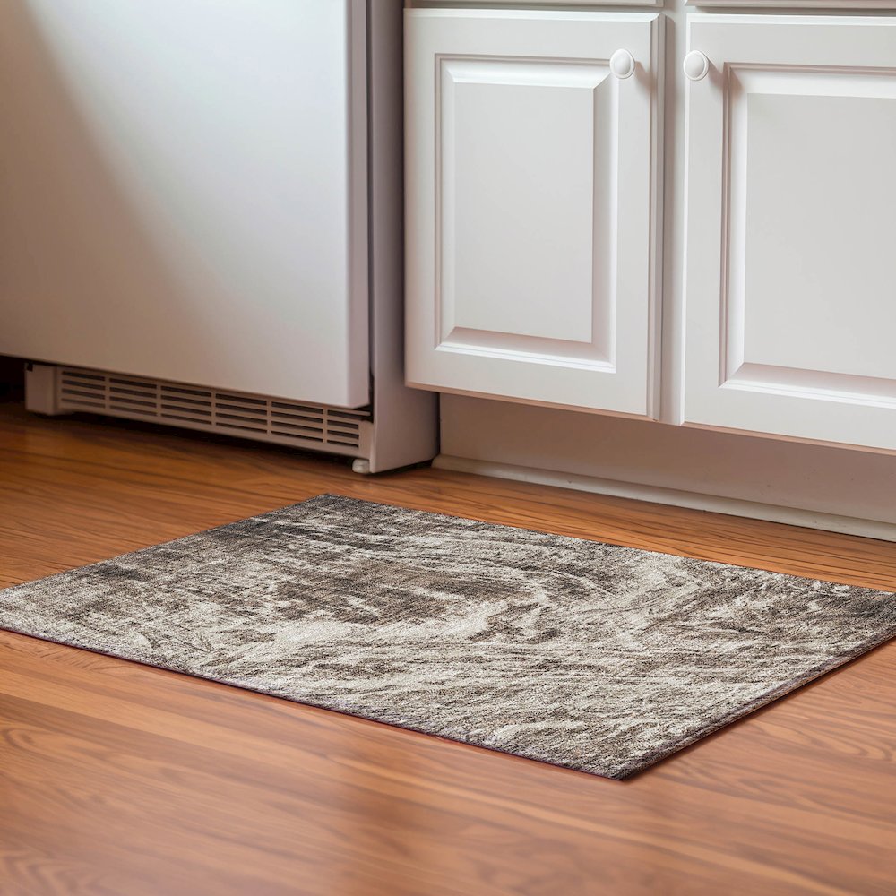 Premium Machine Washable Mayfield AMF971 Brown 1'8" x 2'6" Rug. Picture 5