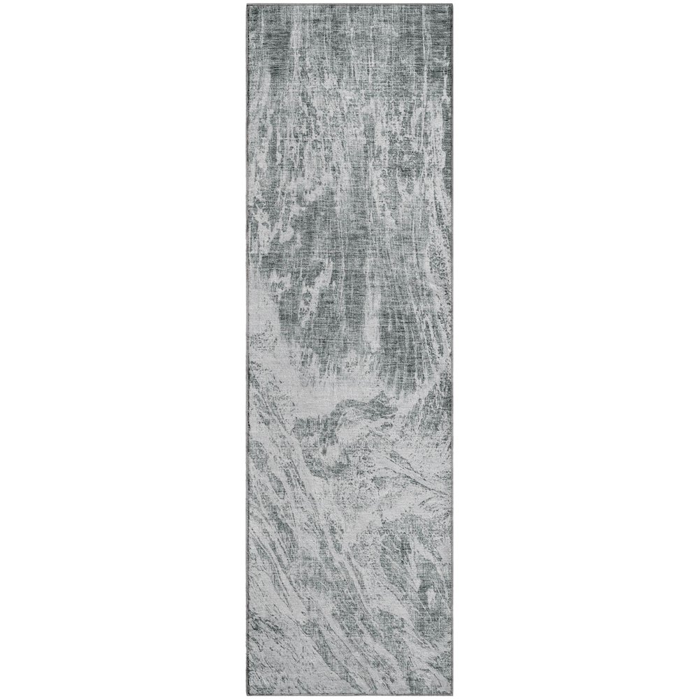 Premium Machine Washable Mayfield AMF971 Gray 2'3" x 7'6" Runner Rug. Picture 1