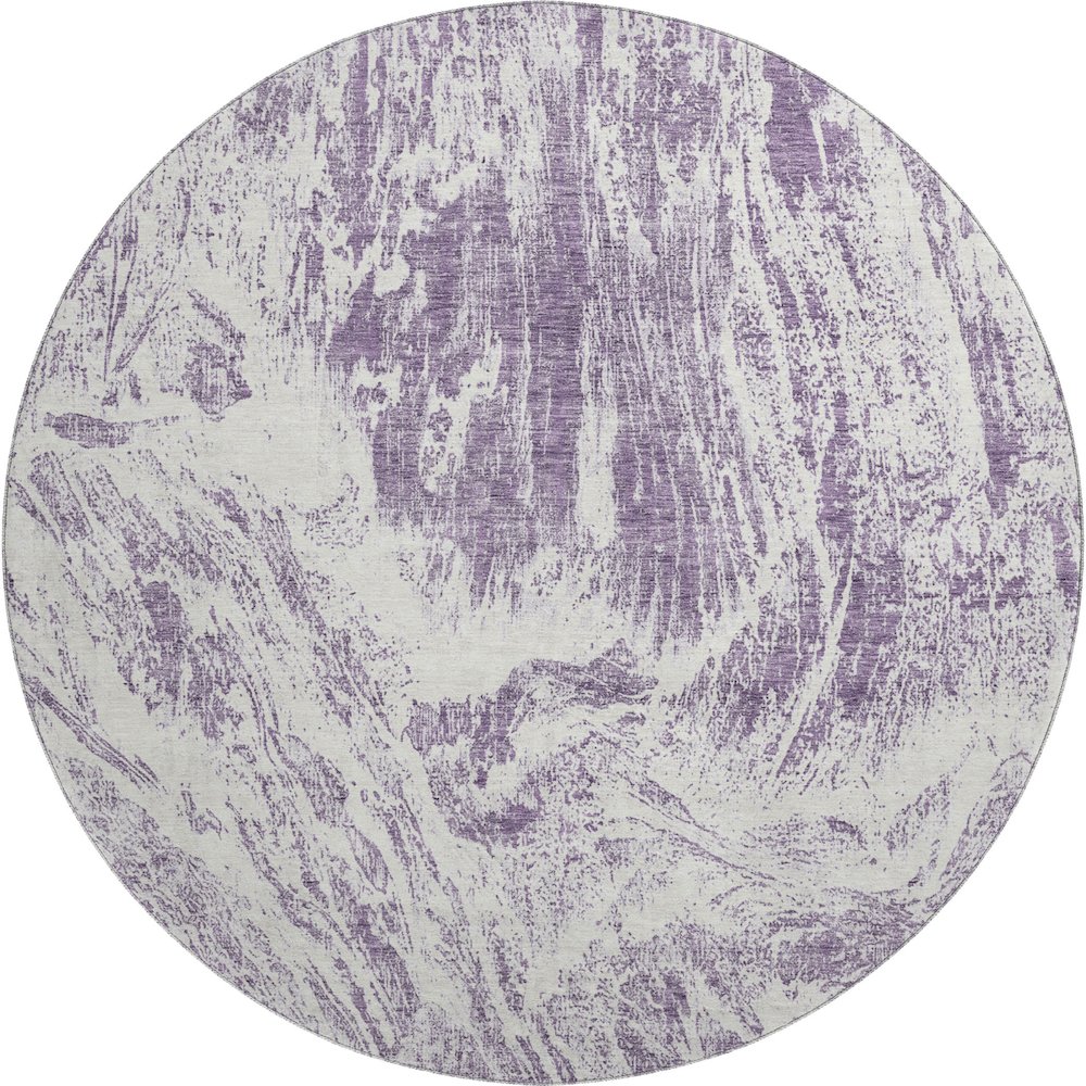 Premium Machine Washable Mayfield AMF971 Purple 8' x 8' Round Rug. Picture 1