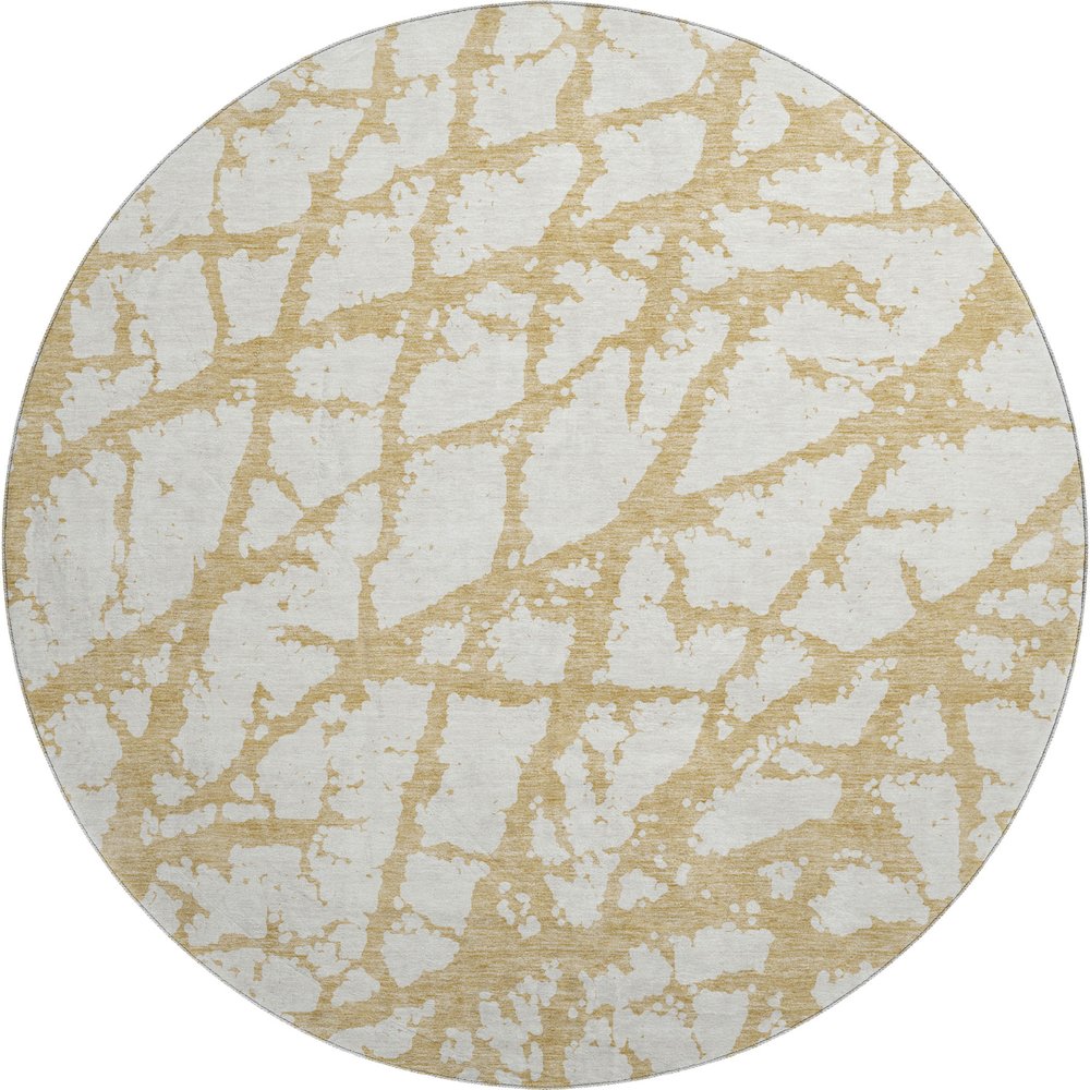Premium Machine Washable Mayfield AMF972 Gold 8' x 8' Round Rug. Picture 1