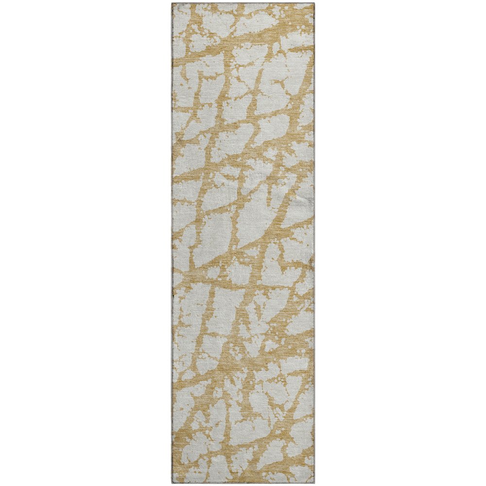Premium Machine Washable Mayfield AMF972 Gold 2'3" x 7'6" Runner Rug. Picture 1