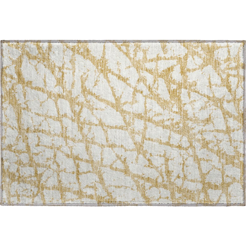 Premium Machine Washable Mayfield AMF972 Gold 1'8" x 2'6" Rug. Picture 1