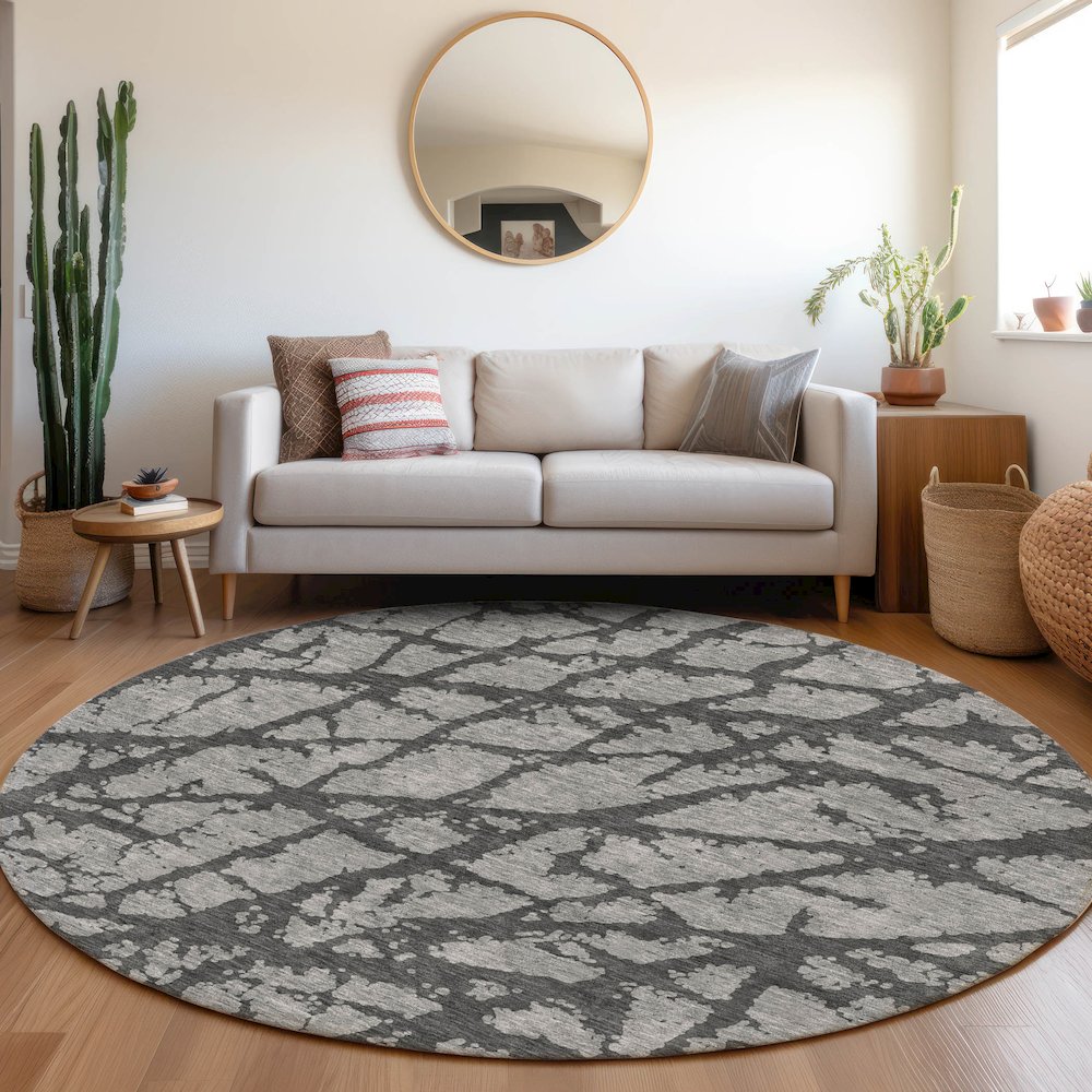 Premium Machine Washable Mayfield AMF972 Gray 8' x 8' Round Rug. Picture 5