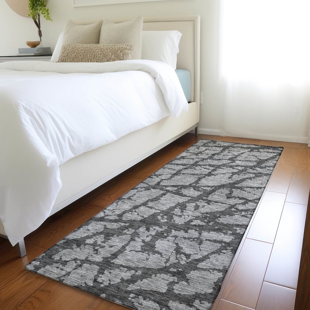 Premium Machine Washable Mayfield AMF972 Gray 2'3" x 7'6" Runner Rug. Picture 5