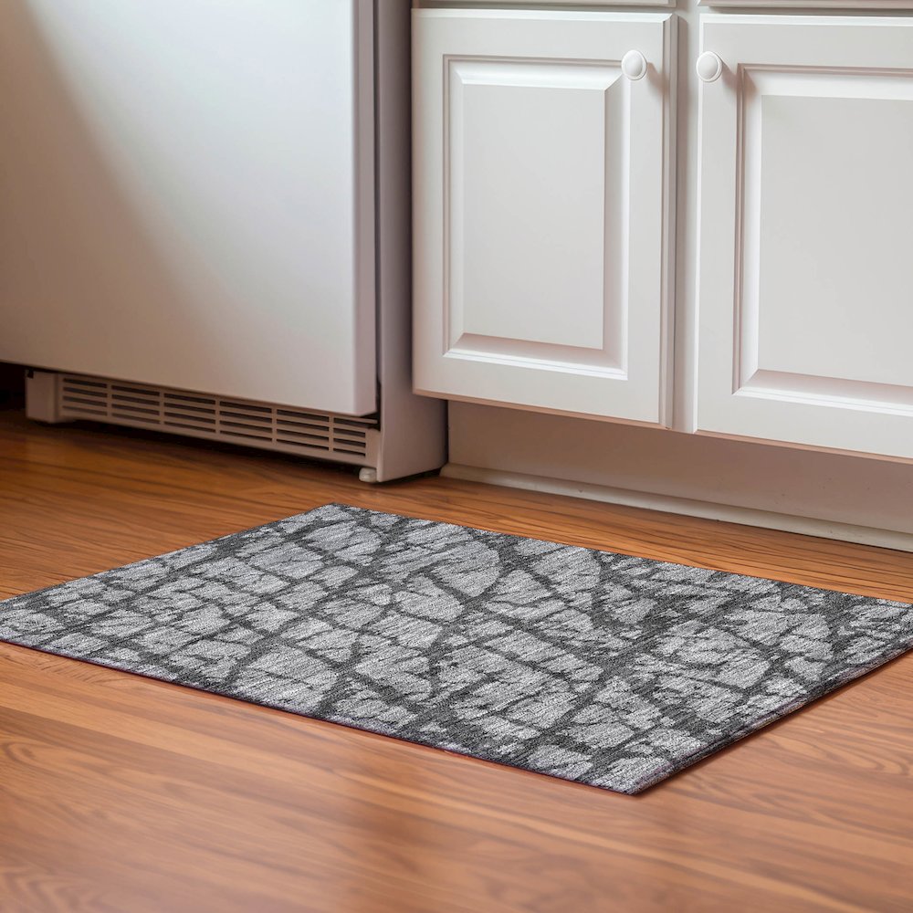 Premium Machine Washable Mayfield AMF972 Gray 1'8" x 2'6" Rug. Picture 5
