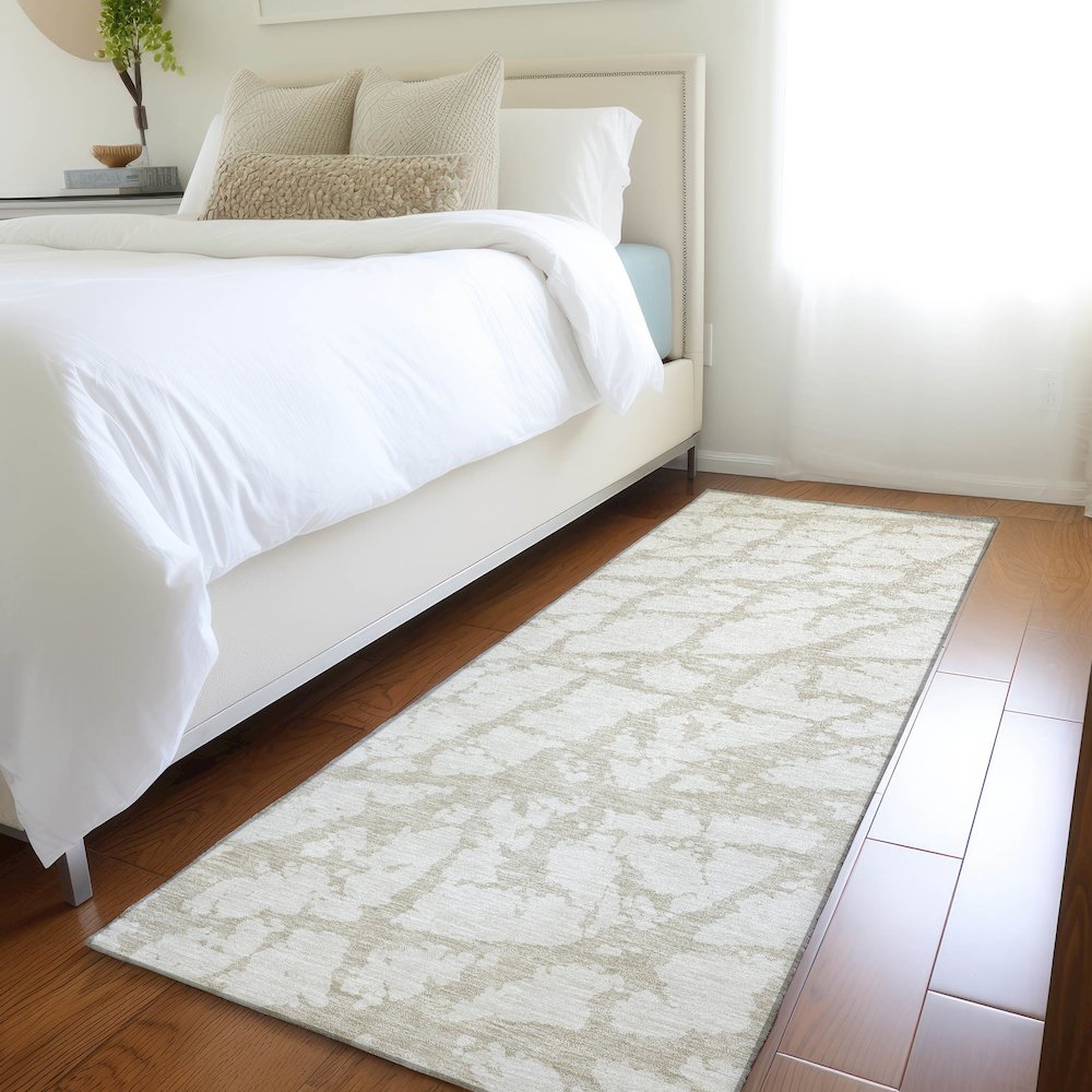 Premium Machine Washable Mayfield AMF972 Ivory 2'3" x 7'6" Runner Rug. Picture 5