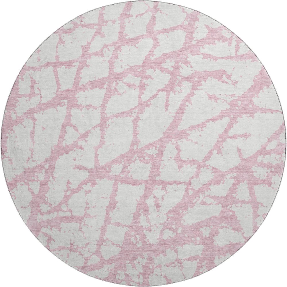 Premium Machine Washable Mayfield AMF972 Pink 8' x 8' Round Rug. Picture 1