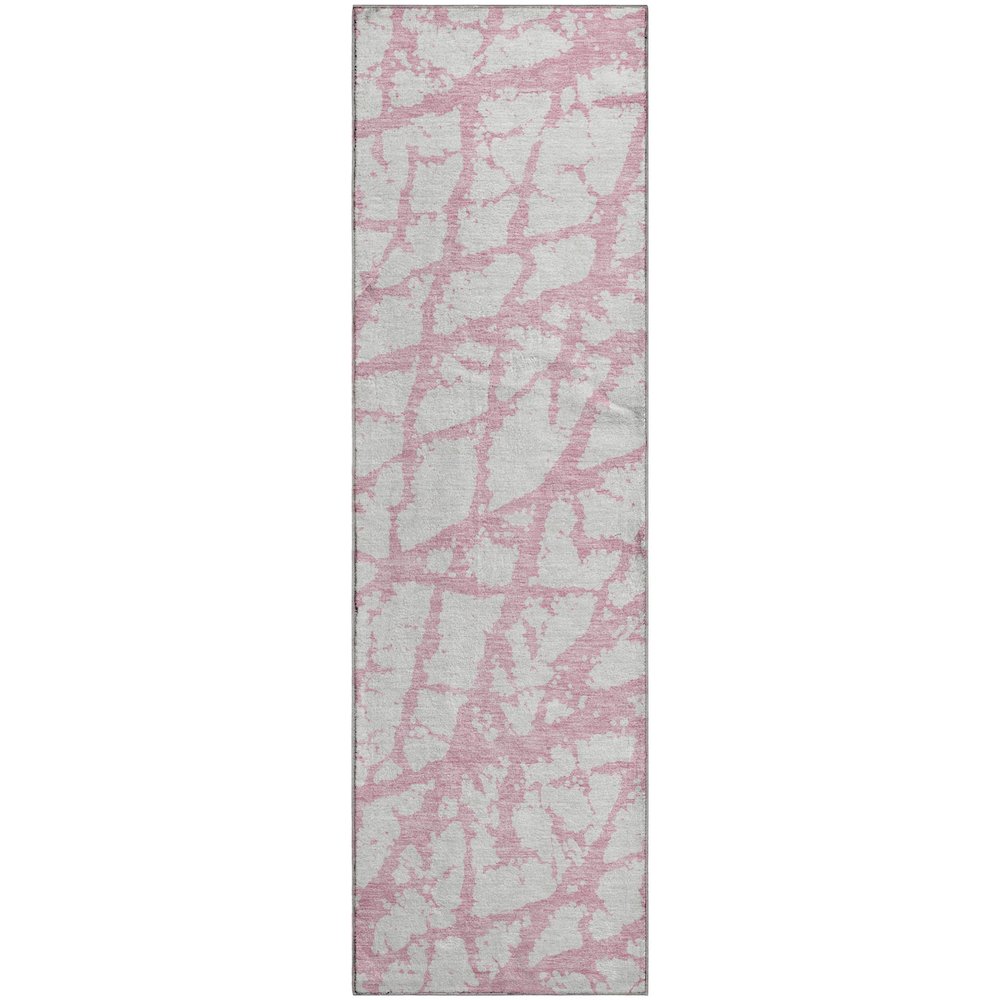 Premium Machine Washable Mayfield AMF972 Pink 2'3" x 7'6" Runner Rug. Picture 1