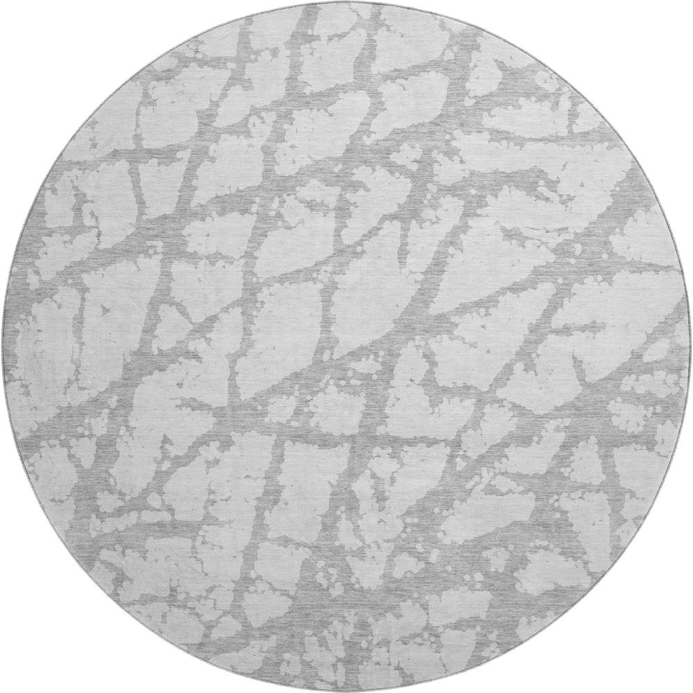 Premium Machine Washable Mayfield AMF972 Silver 8' x 8' Round Rug. Picture 1