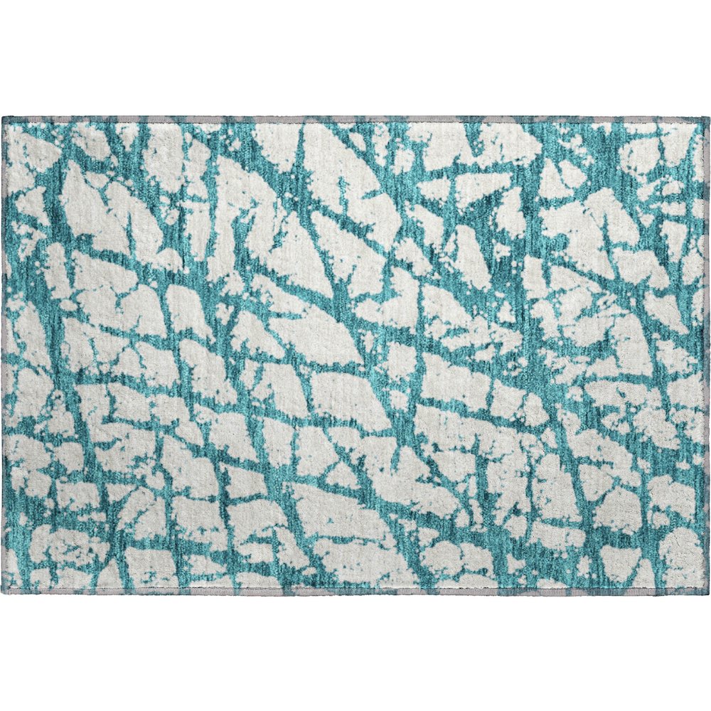Premium Machine Washable Mayfield AMF972 Teal 1'8" x 2'6" Rug. Picture 1