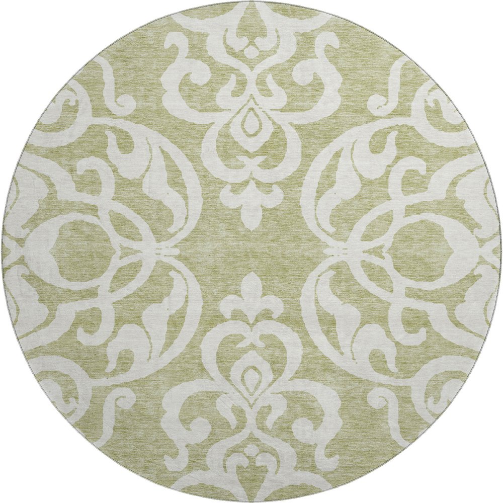 Premium Machine Washable Mayfield AMF973 Aloe 8' x 8' Round Rug. Picture 1