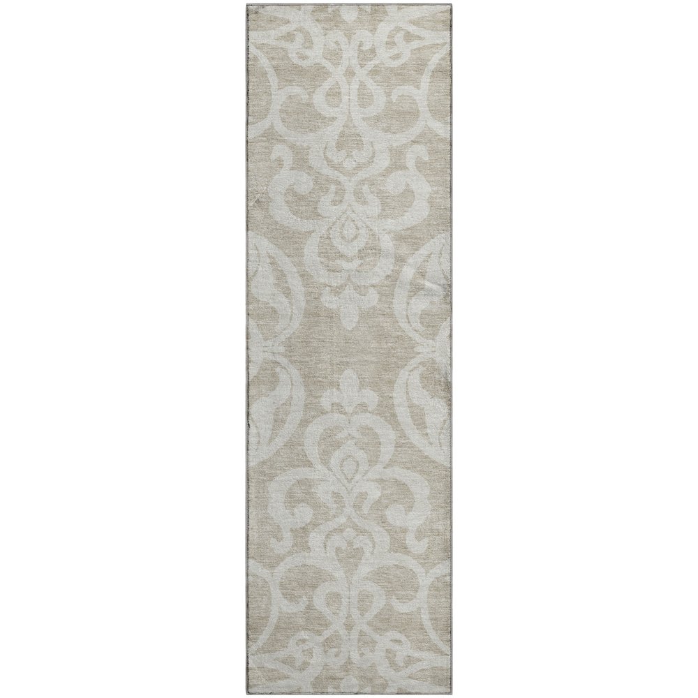 Premium Machine Washable Mayfield AMF973 Beige 2'3" x 7'6" Runner Rug. Picture 1