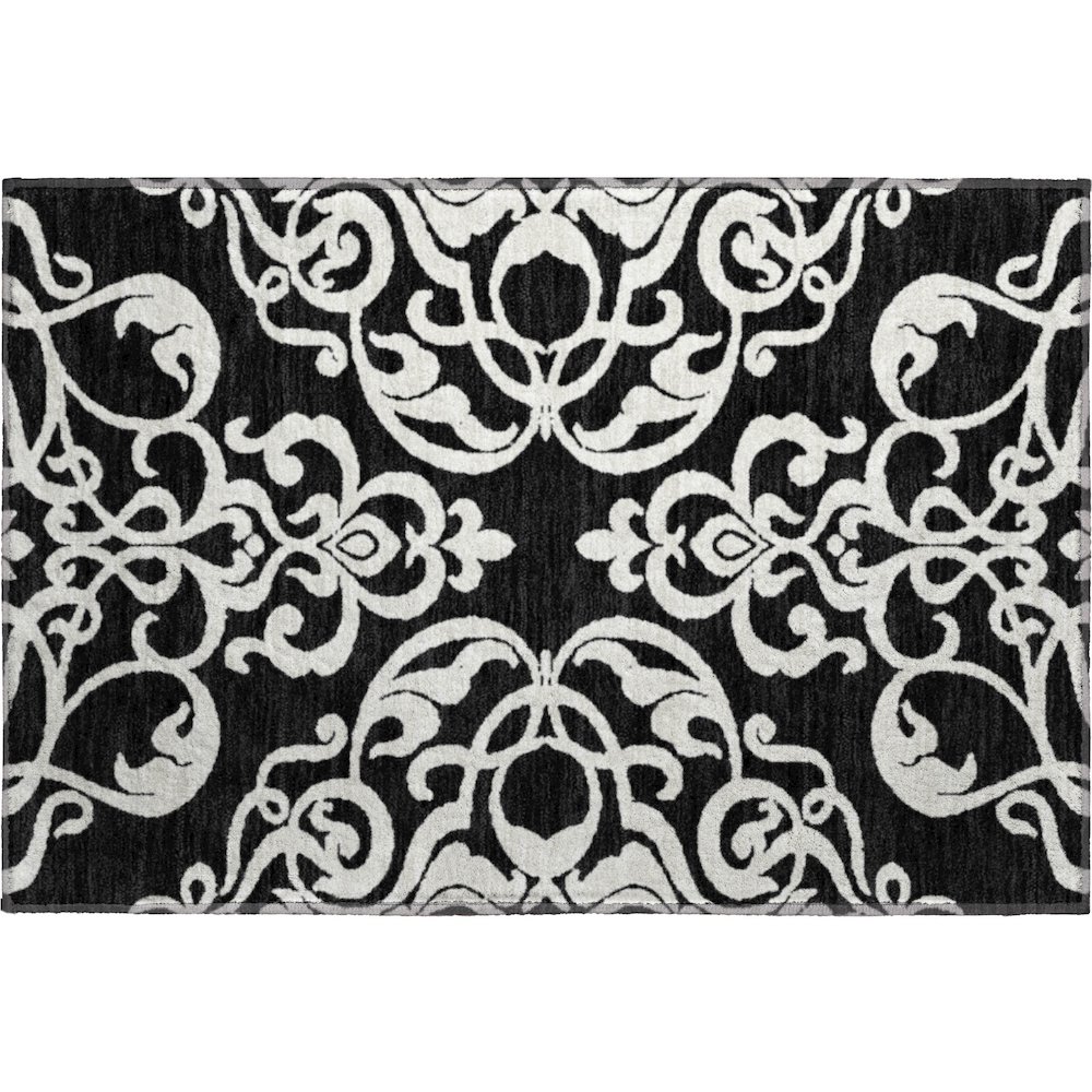 Premium Machine Washable Mayfield AMF973 Black 1'8" x 2'6" Rug. Picture 1