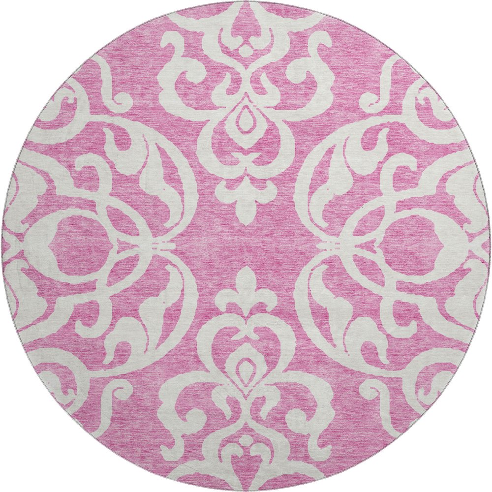 Premium Machine Washable Mayfield AMF973 Blush 8' x 8' Round Rug. Picture 1