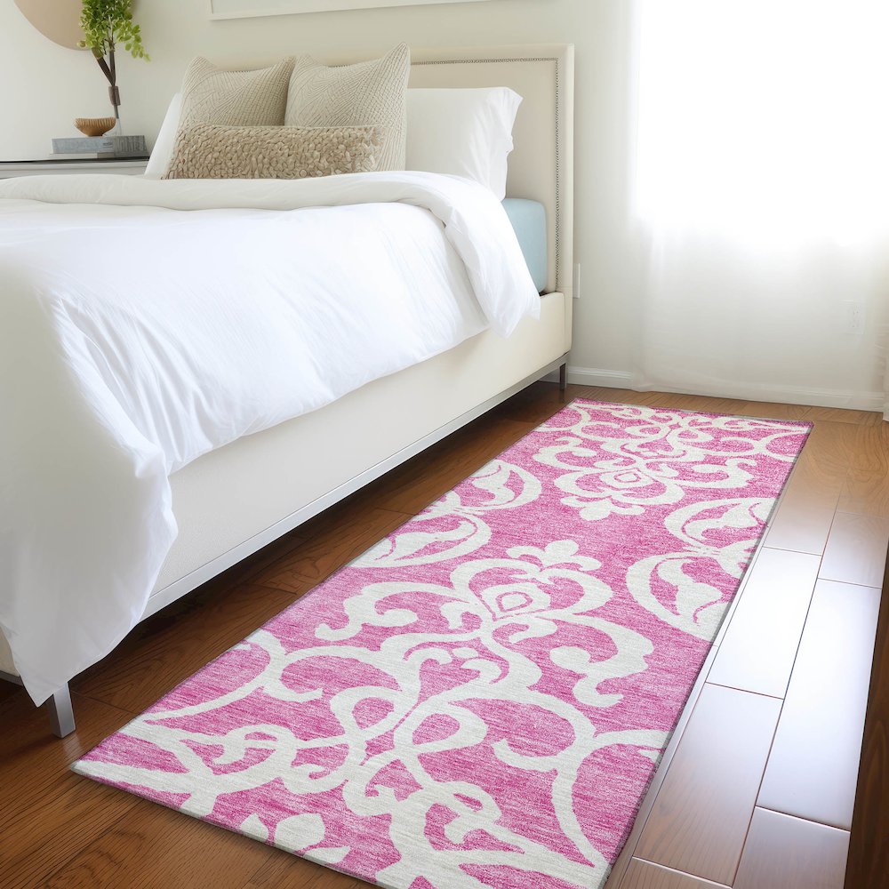 Premium Machine Washable Mayfield AMF973 Blush 2'3" x 7'6" Runner Rug. Picture 5