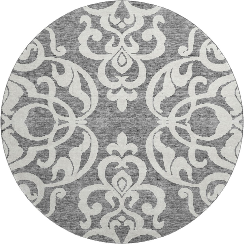 Premium Machine Washable Mayfield AMF973 Gray 8' x 8' Round Rug. Picture 1