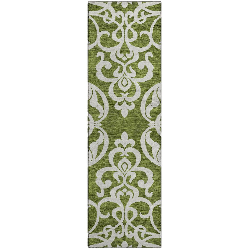 Premium Machine Washable Mayfield AMF973 Green 2'3" x 7'6" Runner Rug. Picture 1