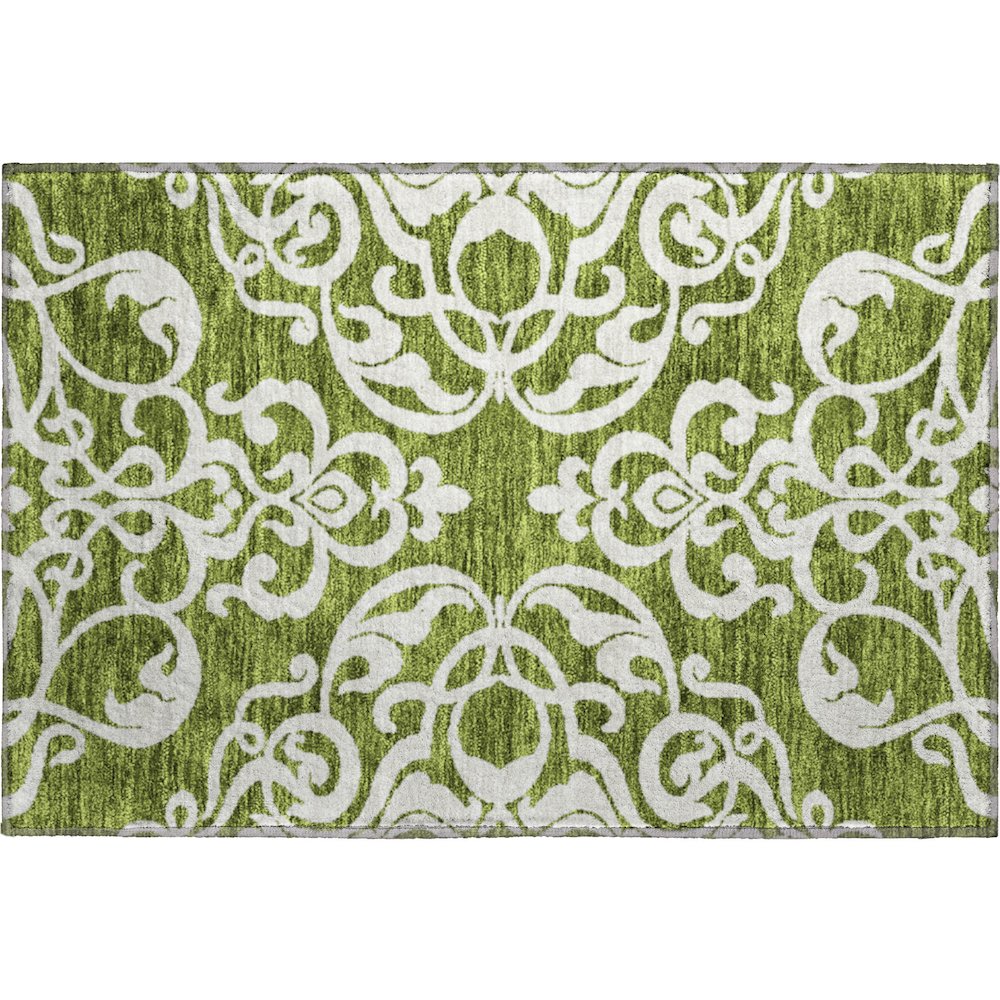 Premium Machine Washable Mayfield AMF973 Green 1'8" x 2'6" Rug. Picture 1