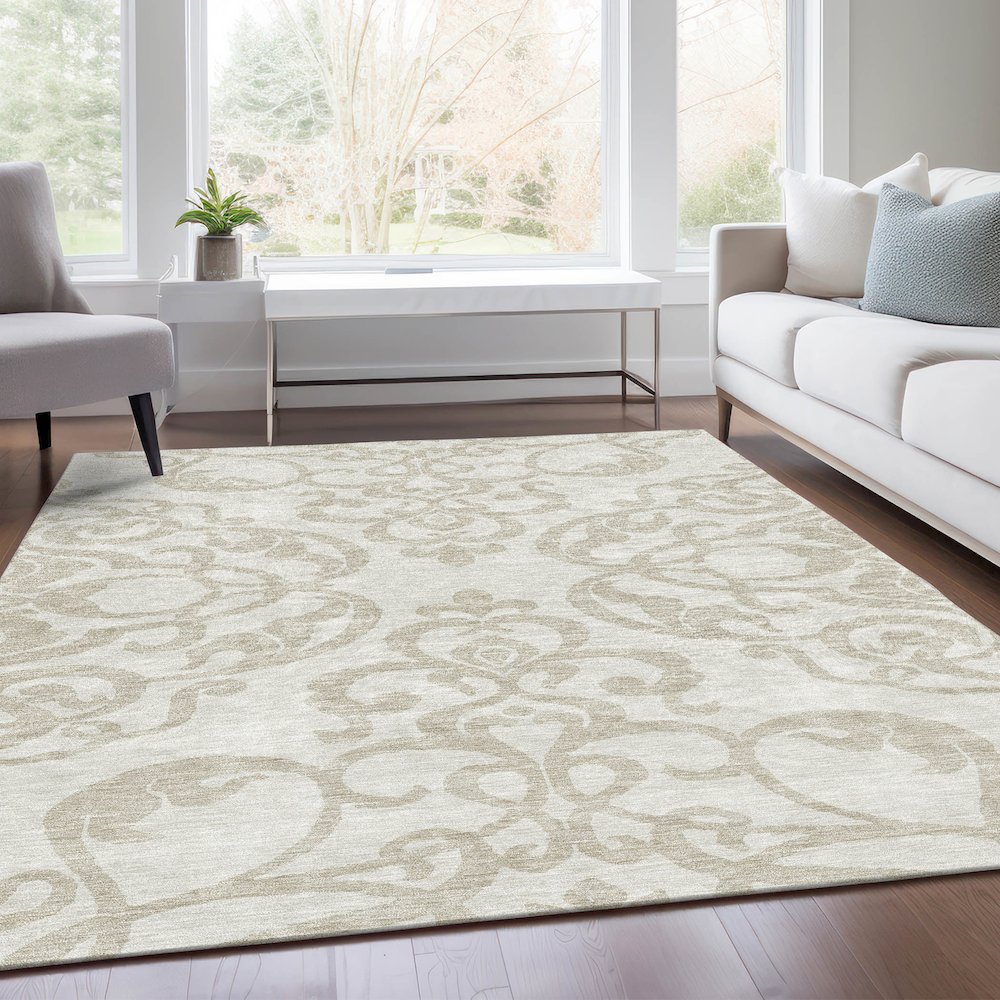 Premium Machine Washable Mayfield AMF973 Ivory 2'6" x 3'10" Rug. Picture 6