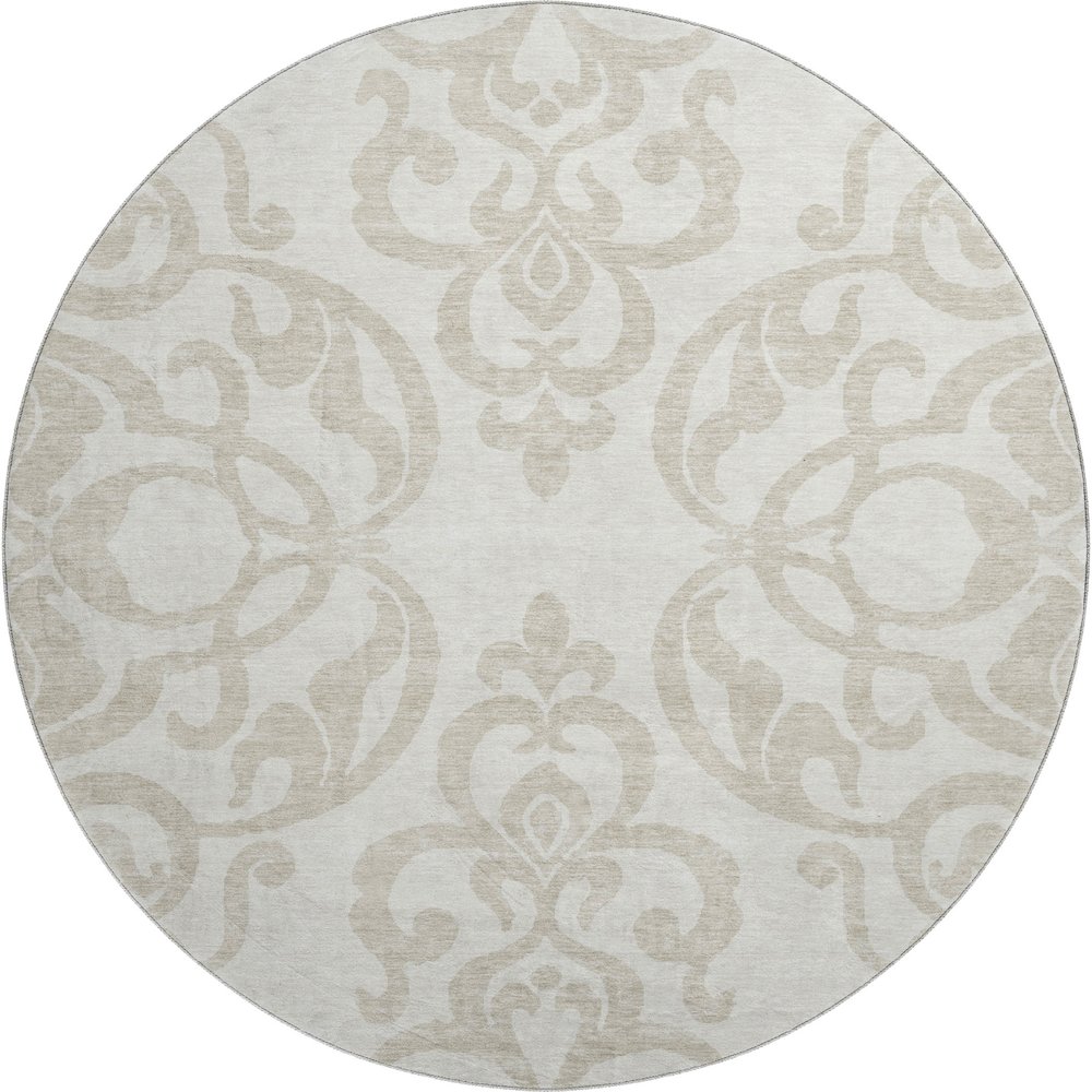 Premium Machine Washable Mayfield AMF973 Ivory 8' x 8' Round Rug. Picture 1