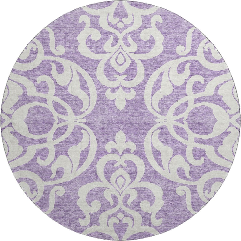 Premium Machine Washable Mayfield AMF973 Purple 8' x 8' Round Rug. Picture 1