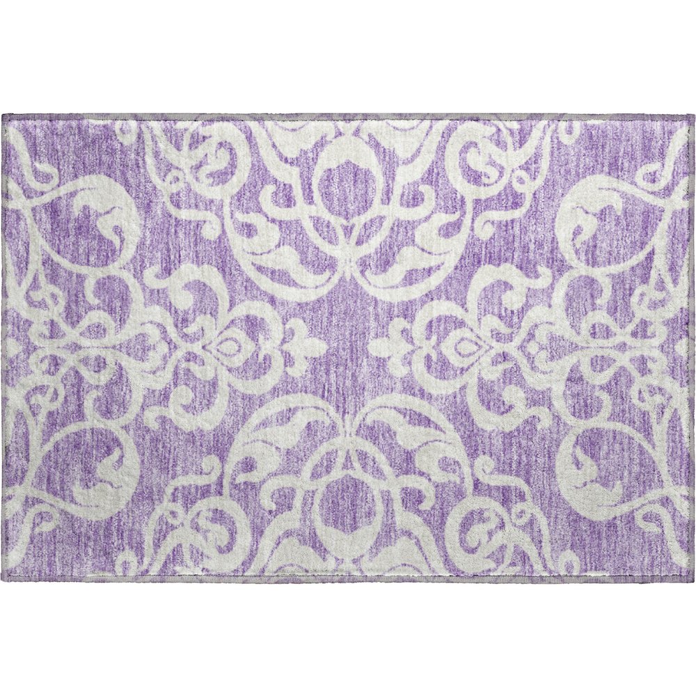 Premium Machine Washable Mayfield AMF973 Purple 1'8" x 2'6" Rug. Picture 1