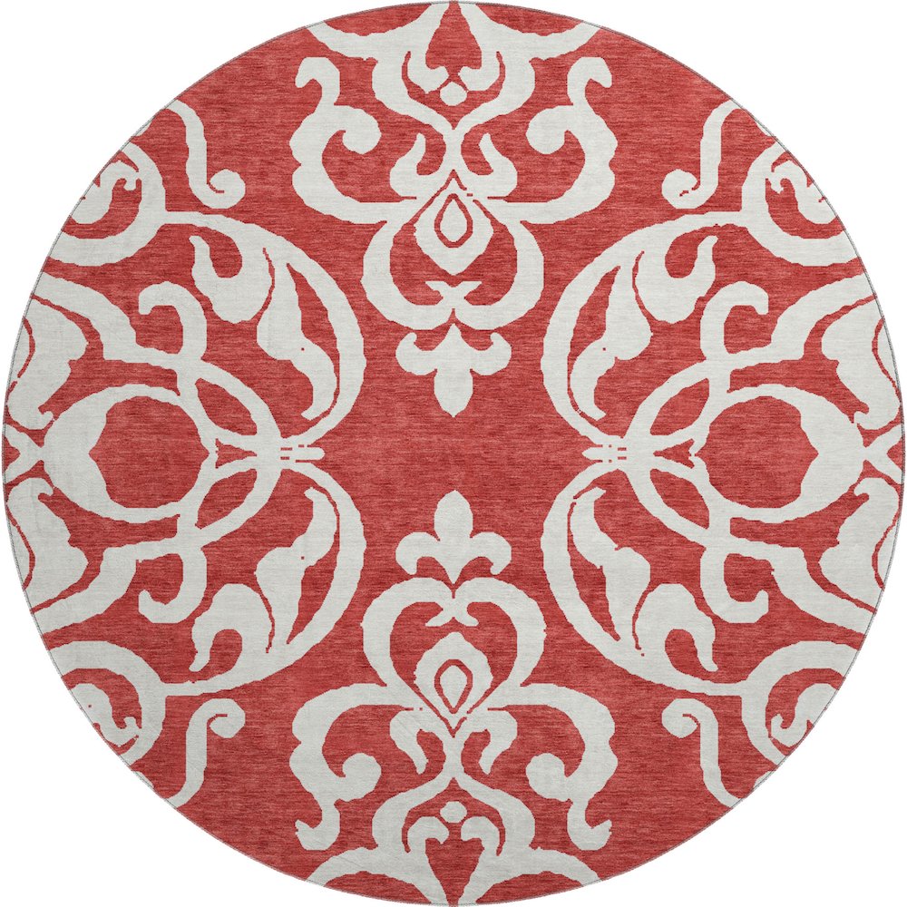 Premium Machine Washable Mayfield AMF973 Red 8' x 8' Round Rug. Picture 1